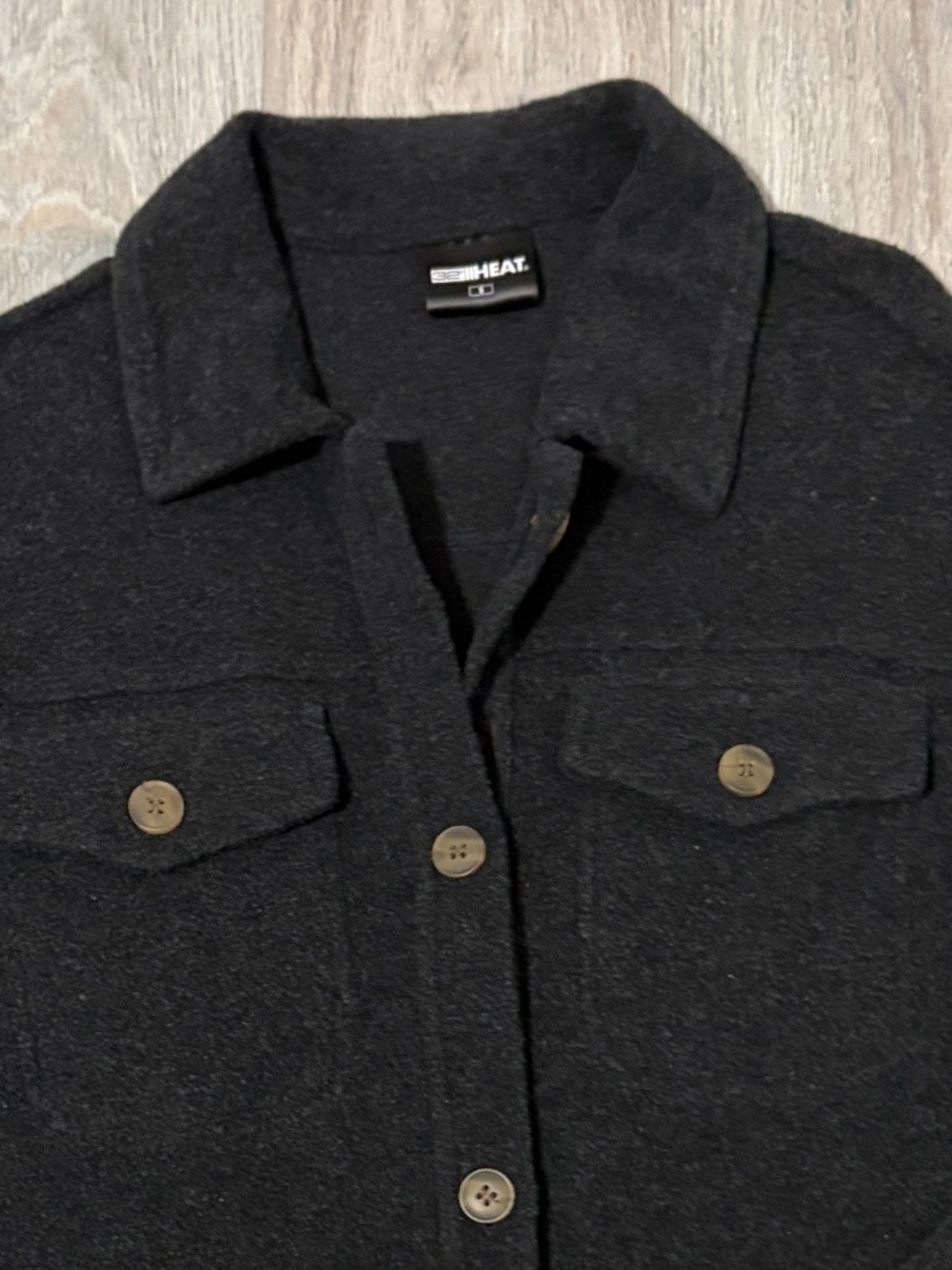 NWOT! Women's 32 Degree Heat Gray Fleece Button Down Jacket Shirt - SMALL